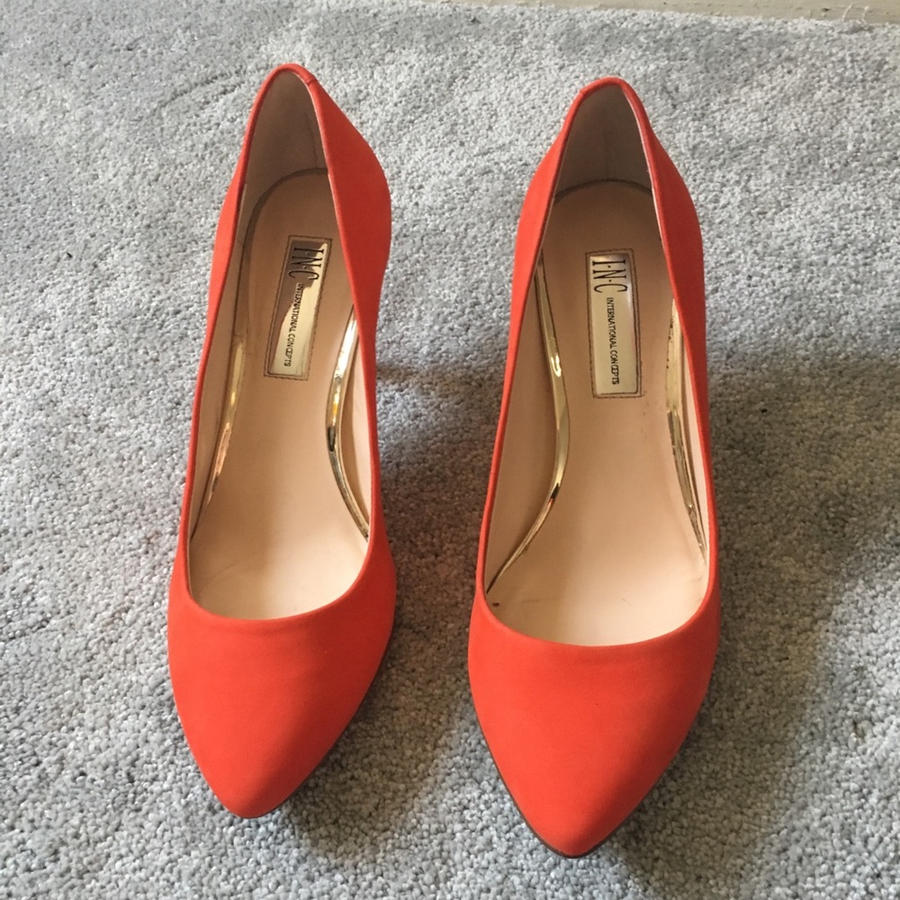 Orange suede heels